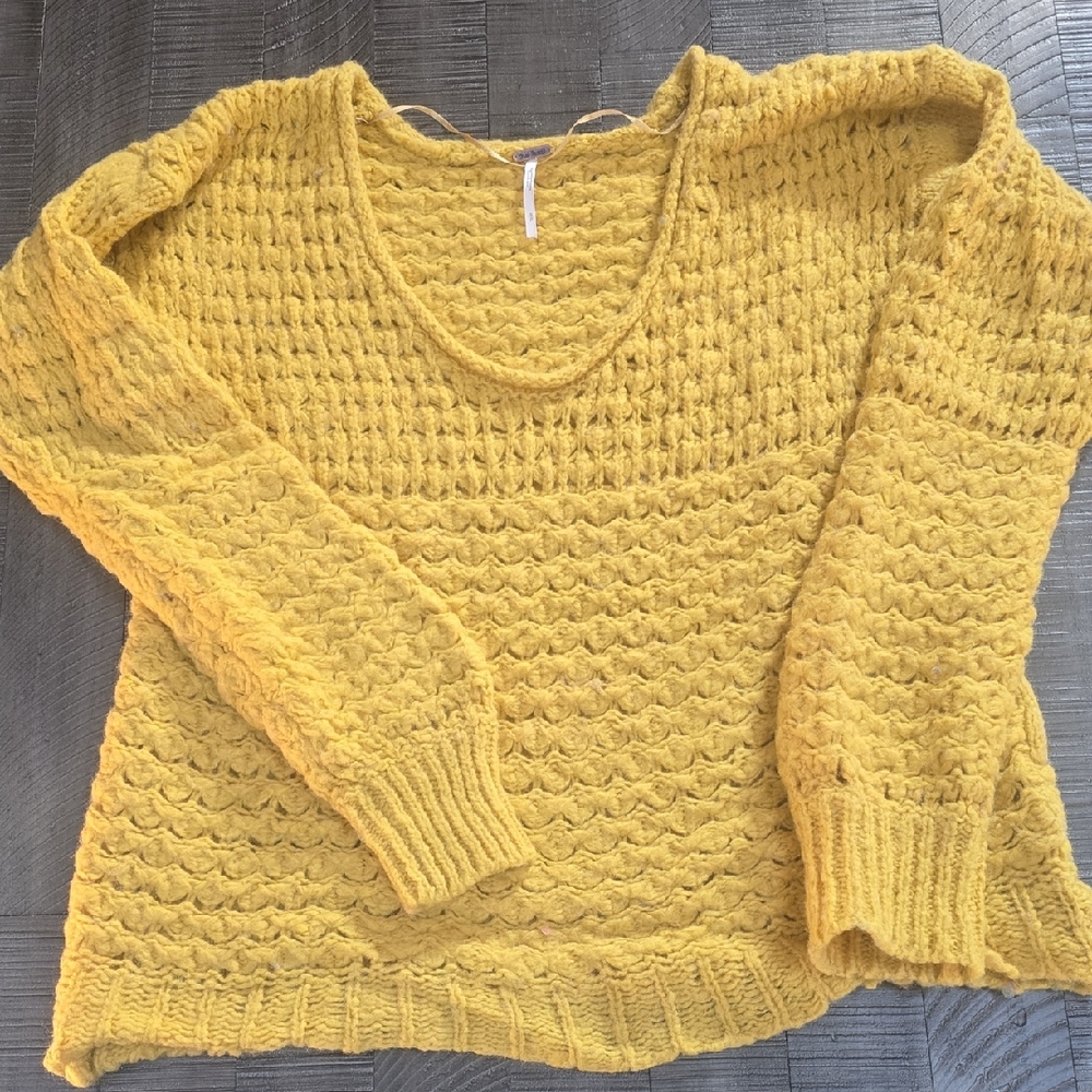 Free People Mustard Knit Sweater